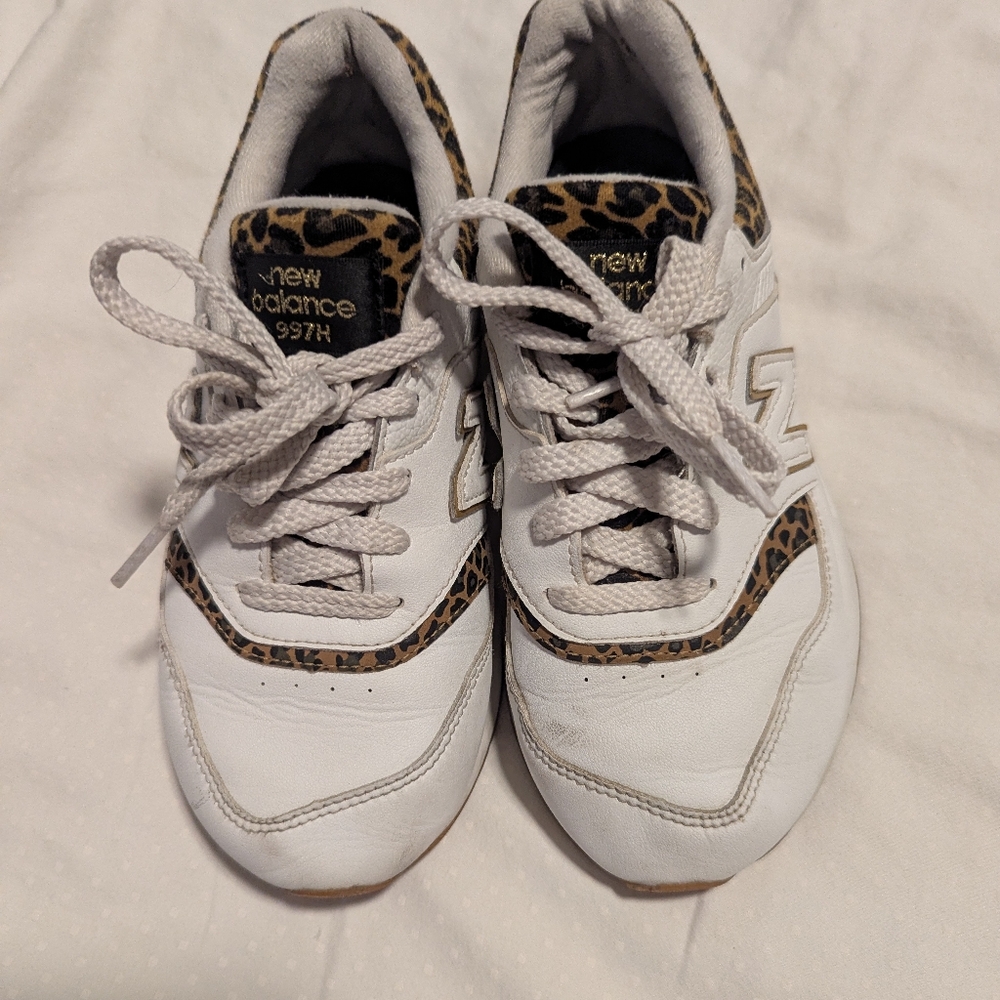 New Balance Kids  White and Animal Print Sneakers